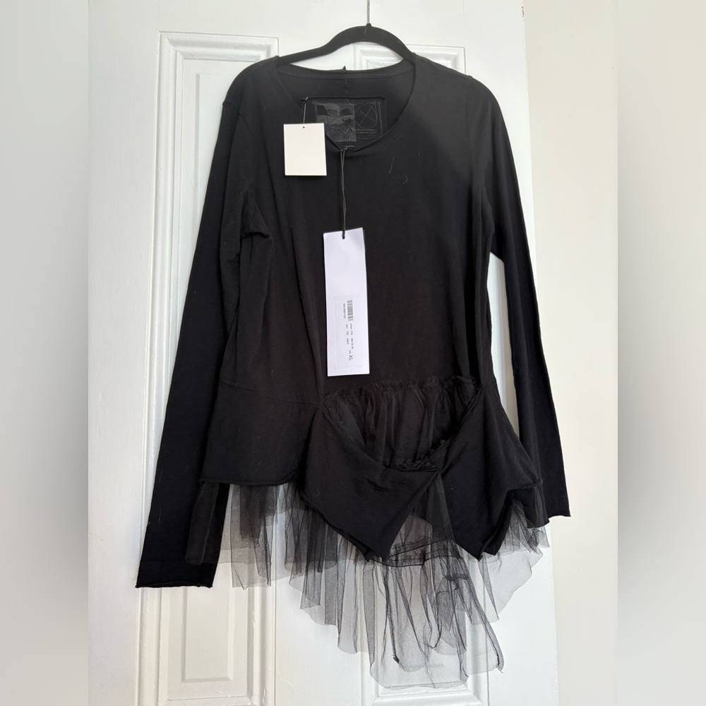 Rundholz black label NWT tulle trimmed black shirt